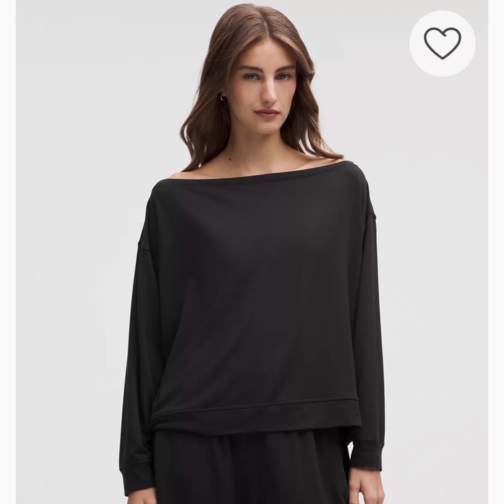 Lululemon Be Calm Oversized Boat Neck Black Long Sleeve Top Shirt NWT Medium